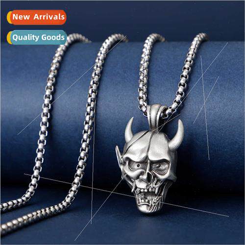 Europe retro tide men simple ins Japan ghost mask pendant ne