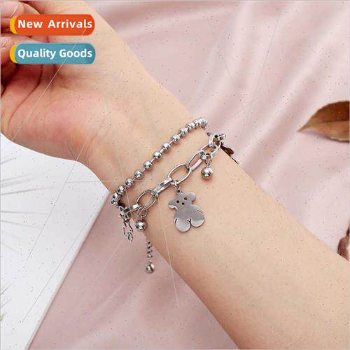 Europe new hip-hop stainless steel bear double stacking brac