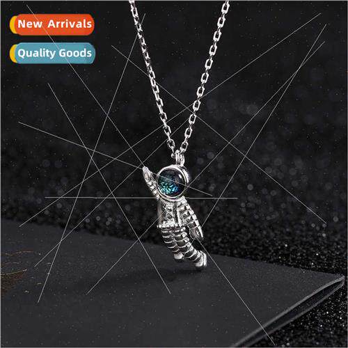 s925 silver crystal space astronaut necklace creative collar