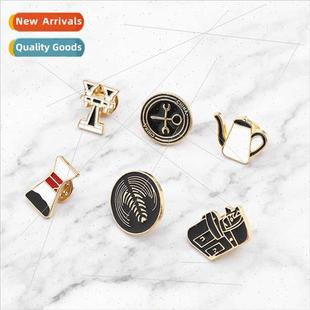 coffee retro series pull badge cartoon creative court