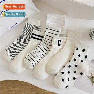 Striped socks women cotton socks mid-calf socks super fire i