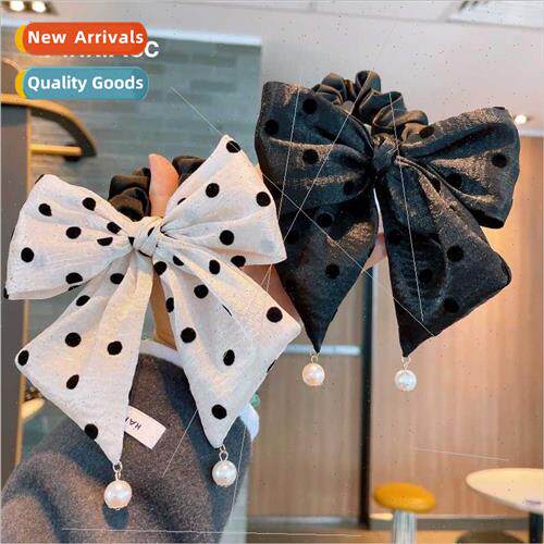 Ribbon pearl pendant wind hair ring head tie ponytail hair r