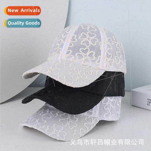 New lace baseball cap female show face small hundred four-le