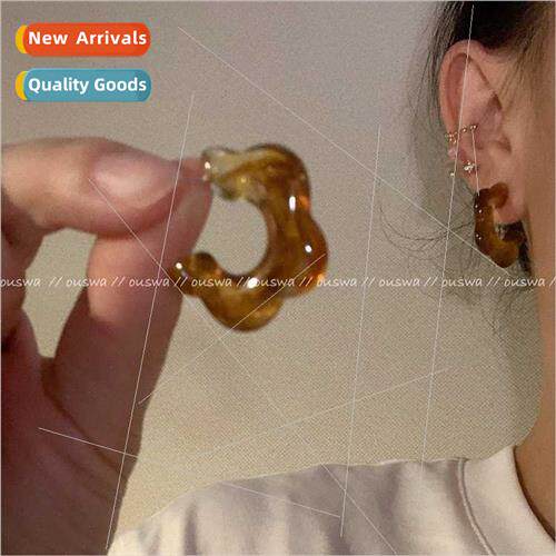 Amber tea earrings female 2022 new tide fall winter earrings