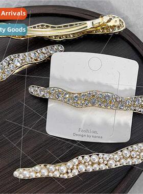 Pearl spring clip hair accessories Korean goddess back head