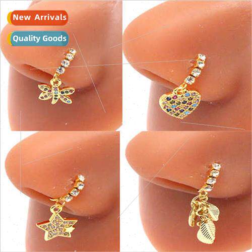 Europe Alphabet Nose Studded Nose Ring 20G*8mm Butterfly Tea