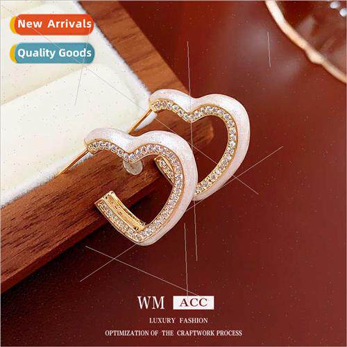 silver needle oil drop zirconia love earrings Small hundred