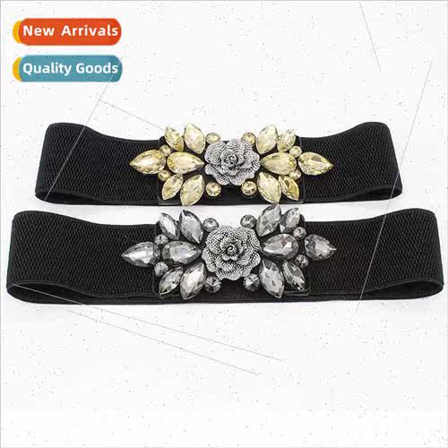 New popular imation crystal glass drill elastic wide waist s