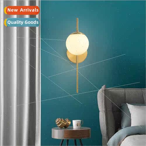 Scandinavian modern simple copper glass wall lamp light bedr