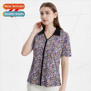 summer new silk short-sleeved T-shirt female printing straig