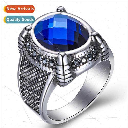 French Vintage Court Sapphire Large Trigger Ring 316L Stainl