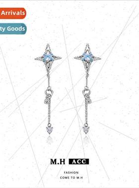 Handmade wire-wound quadrangle long earrings female 925 silv