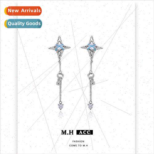 Handmade wire-wound quadrangle long earrings female 925 silv