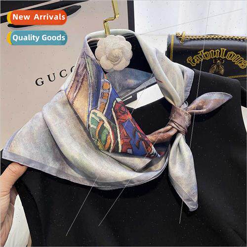 High-grade new 2023 spring fall wh shirt square scarf silk s