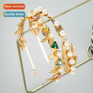 Europa metal leaves rhinestone flowers imation pearl hair ba