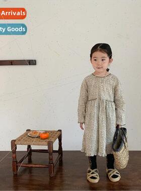 Korean girls floral dress children spring and fall new 适用e