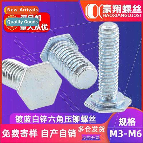 Blue zinc plated hexagonal rivet screws thin hexagon head ri