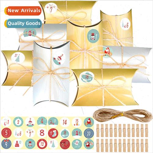 Gold silver kraft paper pillow box Christmas gift box creati