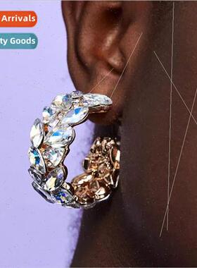 Europe super flash glass diamond alloy earrings female fashi