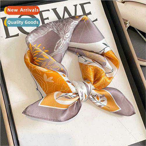 2023 Korean  new spring fall fashion silk small square scarf