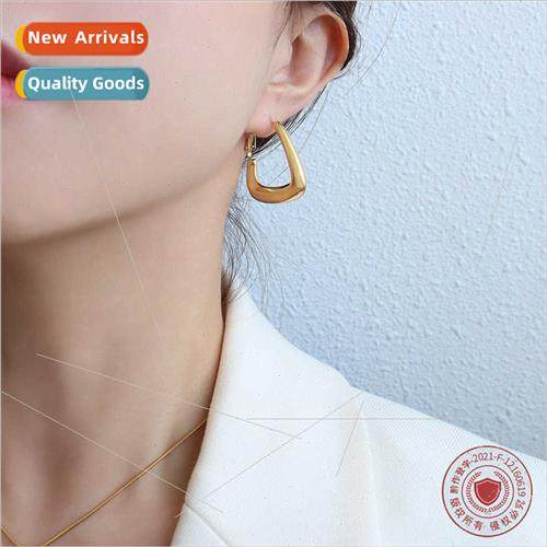 France geometric triangle spring earrings tanium steel gold