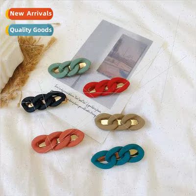 Korea ins wind retro solid color twist duckbill clip a word