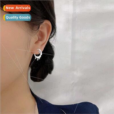 Dissolving moon earrings female Korea dark cold irregular la