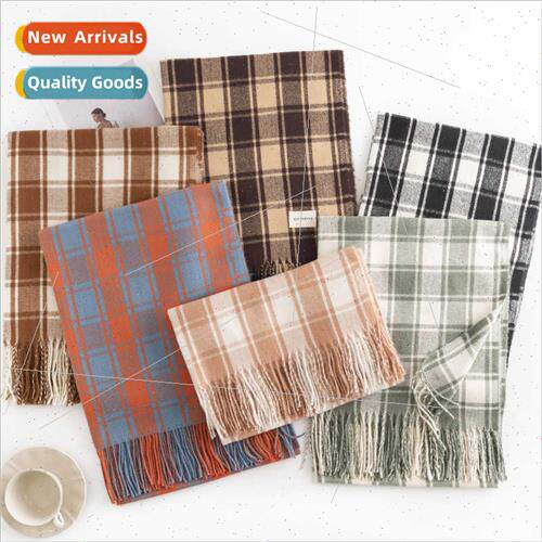 Japanese imation cashmere plaid scarf autumn winter senior s