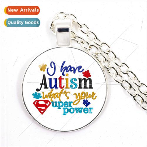 Autism Awareness Puzzle Ribbon Heart Photo Time Gemstone Pen
