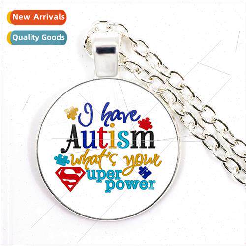 Autism Awareness Puzzle Ribbon Heart Photo Time Gemstone Pen