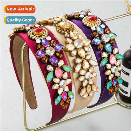 Hair bands Europe new baroque retro fabric colored diamonds