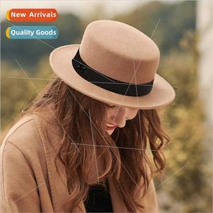 tweed hat female fall bowler winter jazz French Brish