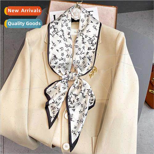 2022 new geometric pattern imation silk scarf - thin narrow