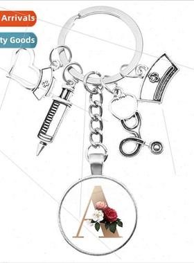 New Whe Alphabet Series Nurse Syringe Keychain Gemstone Pend