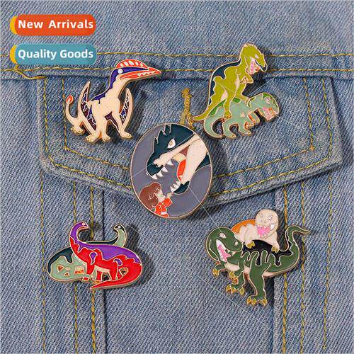 Animal World Alloy Pin Cartoon Cute Dinosaur Baking Lacquer