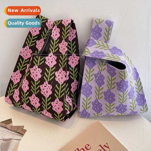 New Japanese knted women bag printed bag knting bag handbag