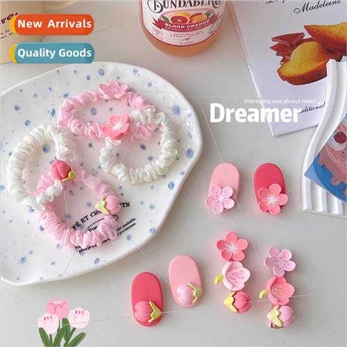 Japan Korea peach pink color system love flower hair clips c