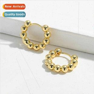 beads earrings ear simple buckle round metal Korea new chic