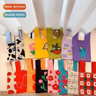 knted woolen Korean handbag hun Japan female bag ins bucket