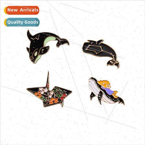 fashion personaly black alloy brooch Sea Breeze series fish