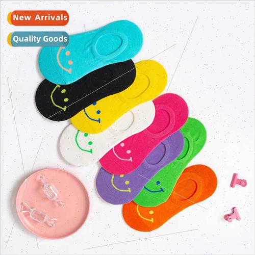 Korea cute smiley fluorescent color socks summer shallow boa