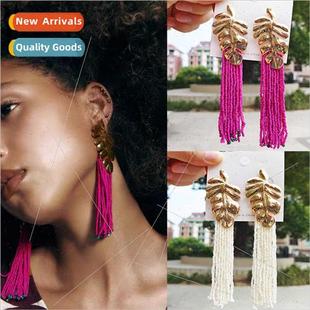 Bead Tassel Draped Europe Earrings Rice Drop 适用Wome Simple