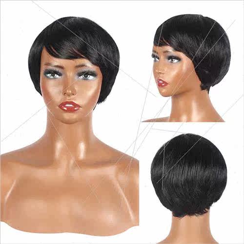Wig Europe Wigs Women Short Hair Black Wig Chemical Fiber He