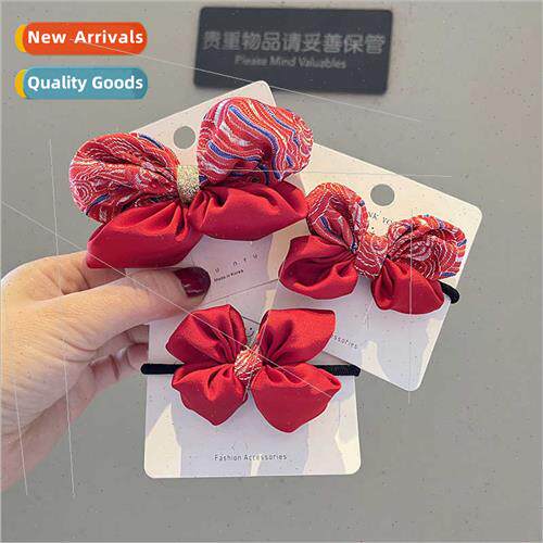 Children hair accessories big red embroidery bow hair clips