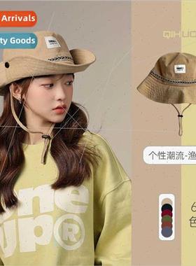 Alphabet patch fisherman hat female outdoor outing windprowa