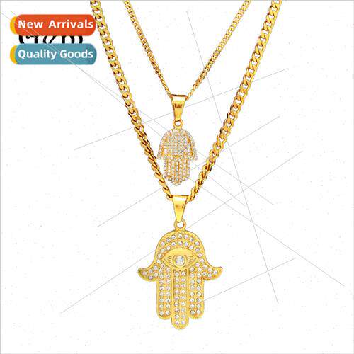 New Hip Hop Men Stainless Steel Diamond Encrusted Hands Fati