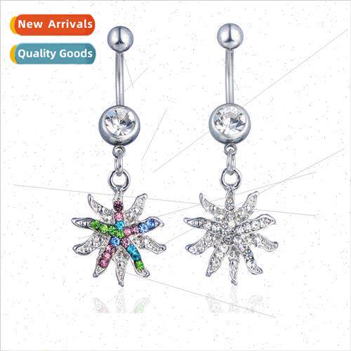 Europe popular piercing jewelry diamonds floral belly button