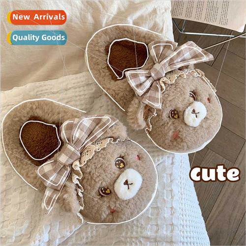 Female winter new -slip indoor cotton slippers niche cartoon