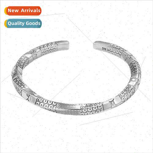 Vintage carving twelve constellations bracelet men nd solid