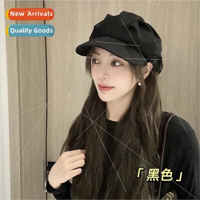 mple casual show face small newsboy cap pleated cloud cap pa